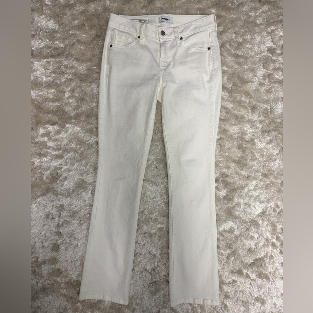 Sonoma Mid rise Bootcut Women's White Cotton Stretch Jeans- Size 4R